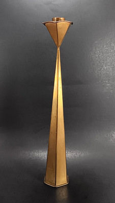 VTG Brass Candlestick Hexagon Mid Century Modern Geo Taper Candle Holder 12.75''