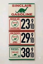 4 Piece Sinclair Dino Gas Station Gasoline Price Advertising Sign 32x12 Total