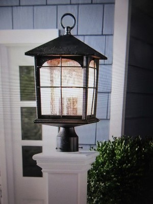 Home Decorators Brimfield 3-Light Aged Iron Steel Outdoor Post Light