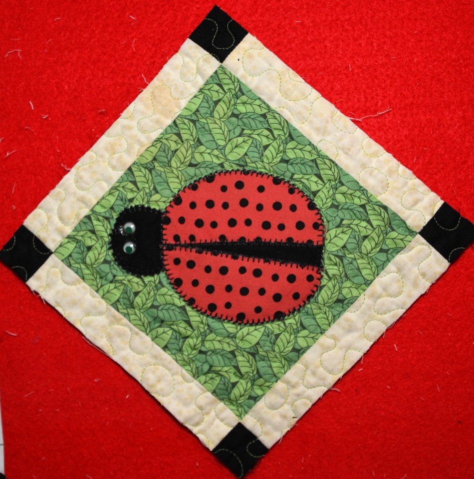 Vintage/Antique Applique Cutter Quilt Block Piece Ladybug Candle Mat ...