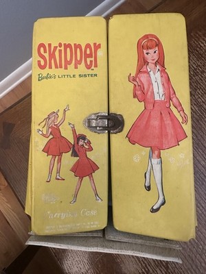 Étui Vintage Pour Poupée Barbie Mattel 1964 – Coffre Barbie Et Skipper Gris (taille Standard)