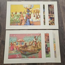 Vintage Macmillans School Posters Farming Plantation Agriculture Pictures x6