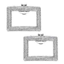 2pcs Rhinestone Shoe Clips Shoes Rectangular Accessories for Women Silver