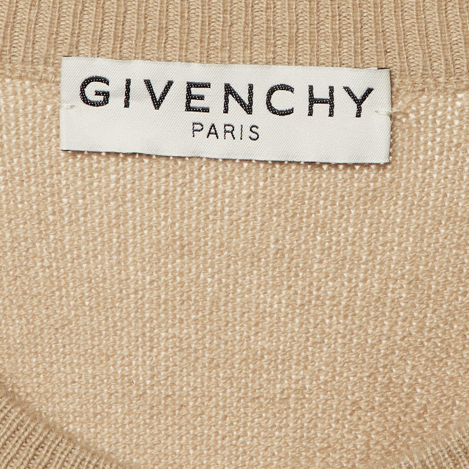 Givenchy BeigeBlack Logo Patterned Cashmere Crew … - image 4