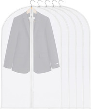 5 Pack Garment Bags for Hanging Clothes, 40" Suit Bags for Closet Storage, Pl...