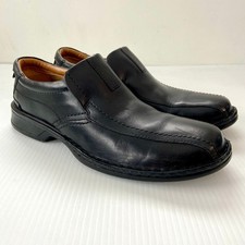 Clarks Black Leather Slip On Casual Loafer Shoes Mens 10.5W