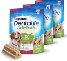 Activfresh Pack of 3 Dog Chews for Small and Medium Dogs 20-40 Lbs., Dental Chew