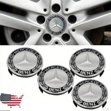 4pcs 2.95in For Mercedes Benz Wheel Center Caps Emblem Black Rim Hub Cover Badge