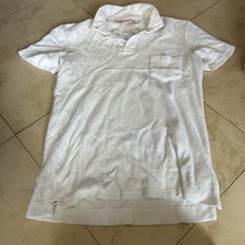 Orlebar Brown Mens Terry Cloth Johnny Collar Polo Size S Sz Small White S/S