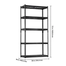 Storage Shelves 16*36*72" 5 Tier Adjustable Garage Shelving Units 2000 lbs