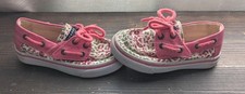 Sperry Top-Sider Bahama JR Boat Shoe, Pink Gold Leopard Size 7m Childrens
