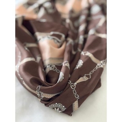 90s early 2000 Made in Italy Square Scarf Equestrian Chain Silky Print 34'' x 34''