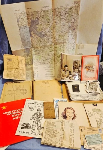 Lot VTG WW1 - Korea War Era Military Photo Map Lot Ordnance Fighter Jet USAF USN