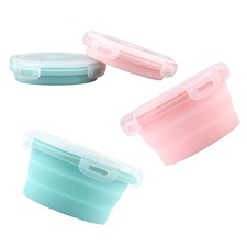 Luter 2 Pieces Collapsible Dog Bowls Silicone Food Water Travel Blue,Pink 