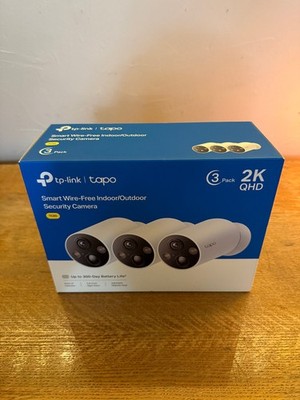 TP-Link Tapo Wire-Free Indoor/Outdoor 2K Smart Security Cameras, 3 Pack TC85