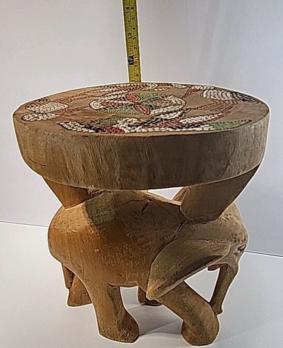 Hand-Carved Wooden Elephant Decorative Plant Stand - Picture 12 of 24