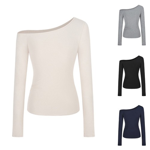 Chemisier Blanc à Manches Longues Et épaules Dénudées Pour Femme,haut à La Mode,2018[E259428265