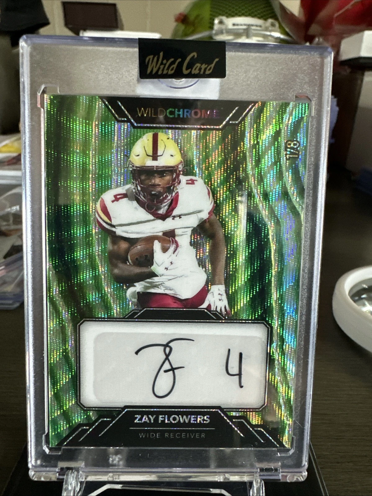 Zay Flowers Wild Card Wildchrome Draft Wildstone Autographs #WCS100 Wave Holographic-Blue