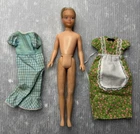 vintage BARBIE Doll #4223 Quick Curl SKIPPER w/ Blue Gingham #9125 Flower Dress