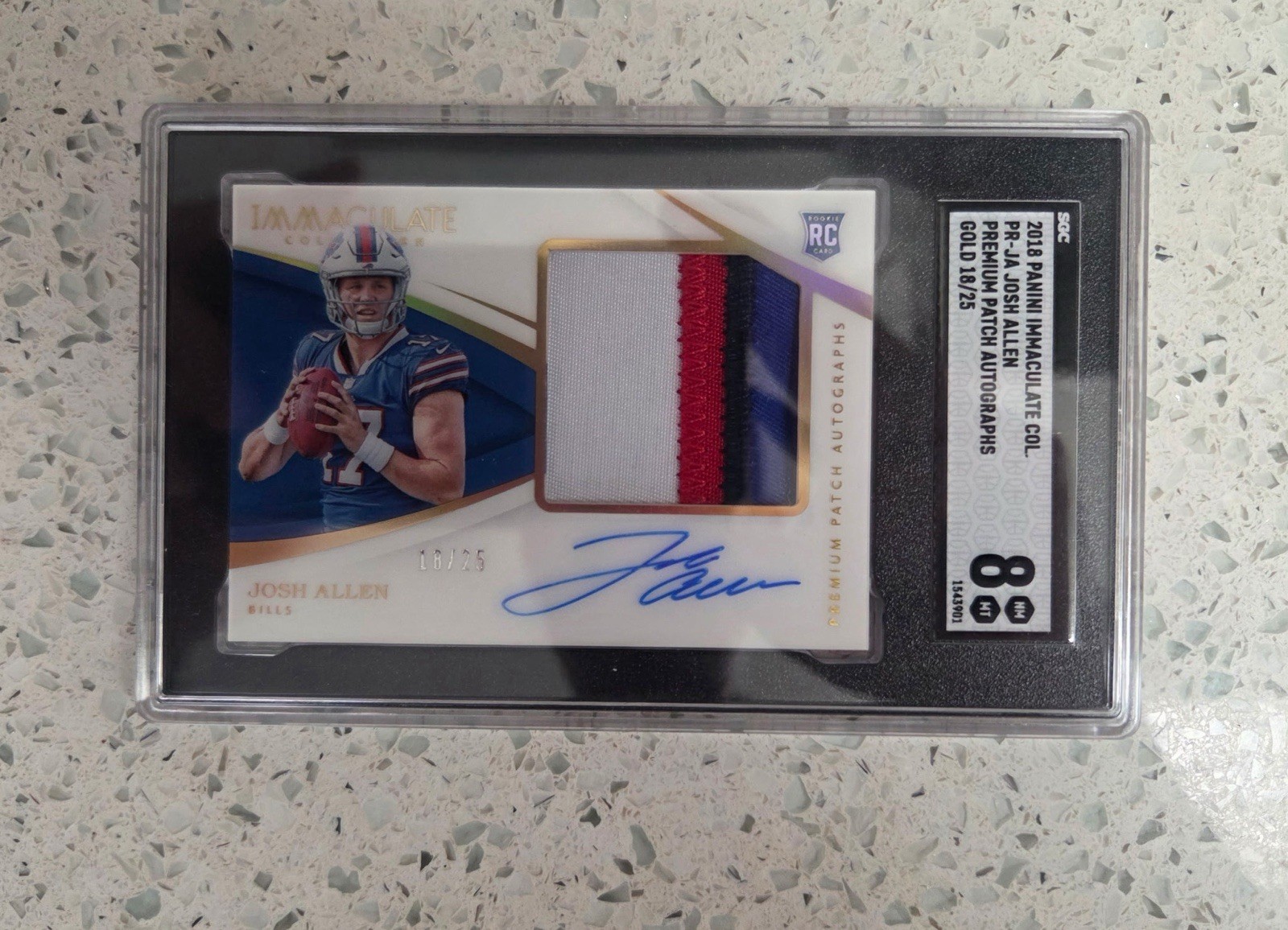 Josh Allen Panini Immaculate Collection Premium Patch Rookie Autograph #PRJA Gold
