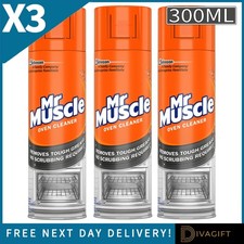 3 x MR MUSCLE OVEN CLEANER 300ML HEAVY DUTY CLEANING DEGREASER FOR BURNT GREASE