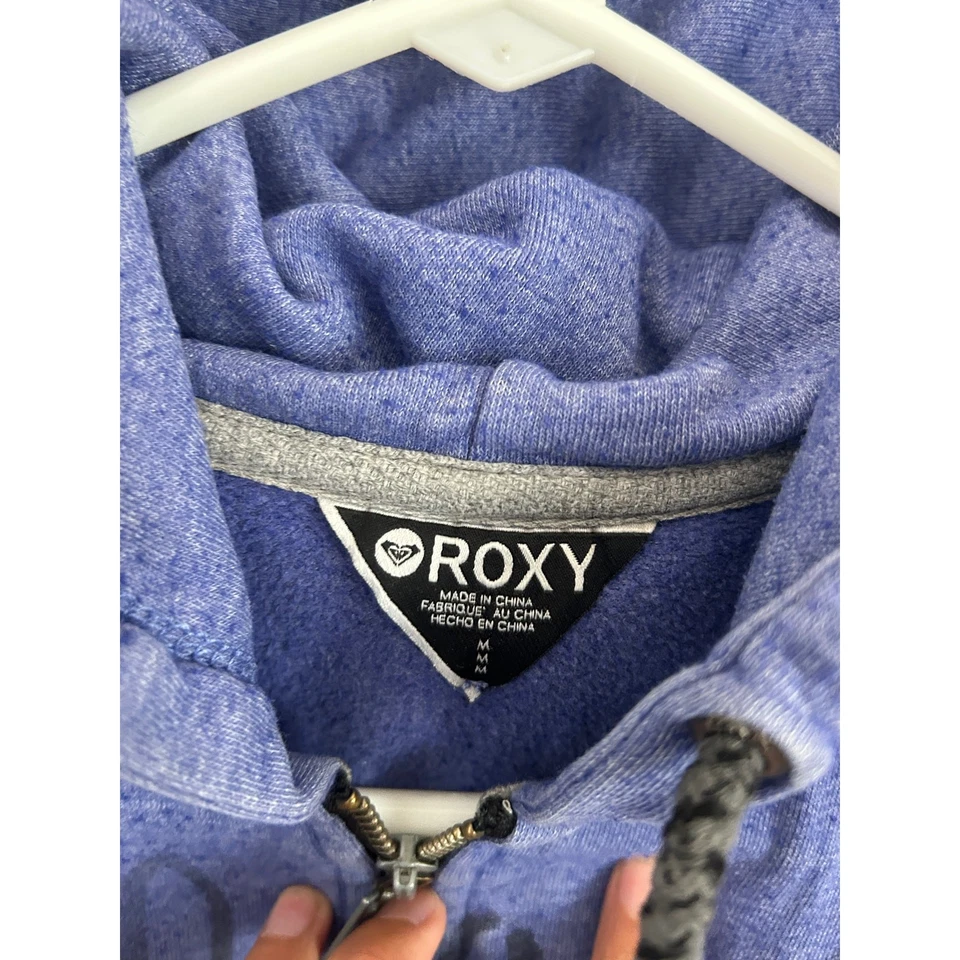 ROXY Y2K Blue Zip Up Hooded Graphic Sweatshirt - Size Medium - Image 3 of 4