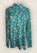 Karen Scott, Long Sleeved, Mock Neck Festive Shirt W/Mitten Pattern, Green, XL