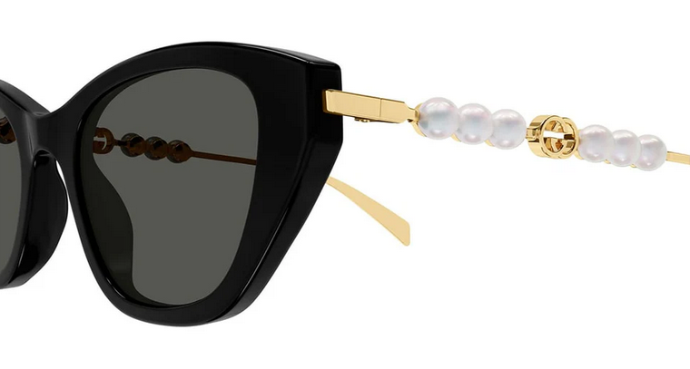 Gucci GG1968S 001 Black Cat Eye Sunglasses with Gold Pearl  display picture 3