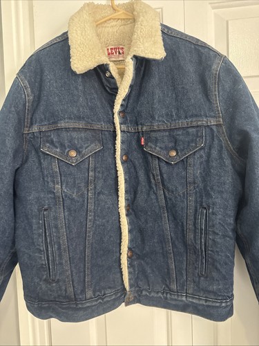 Vintage Levi’s Sherpa Lined Denim Trucker Jacket 42R USA San Francisco 70s - Bild 2 von 8
