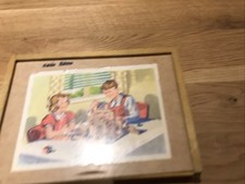 Zestaw budowlany Klocki Drewno 34 części Drukowane Kolorowe lata 50. Vintage