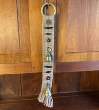 Vintage Brass Sleigh Bells on Woven Strap Rustic Farmhouse Decor 20” *READ*