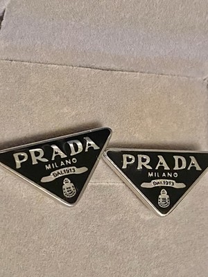 Prada Women s stud earrings logo Stamp Black Sterling Silver 925 -Last one -New