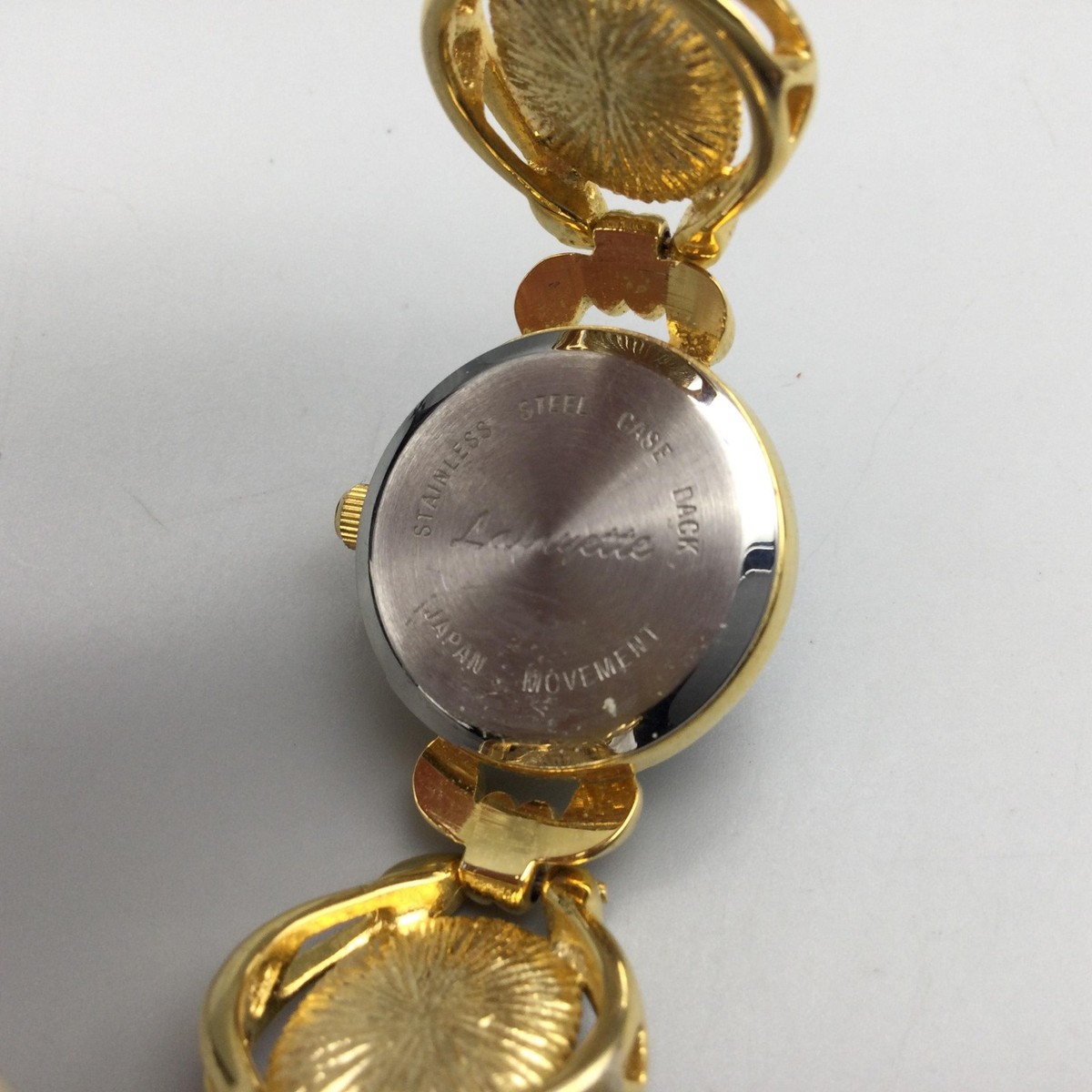vintage Lafayette gold-tone scarab watch with a bracelet made of natural stone Vintage Lafayette Gold Tone Scarab Stones Quartz Ladies  main image 4