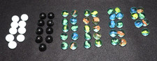 LOT of 55 Glass Cat Eye Marbles White Black Multi-color