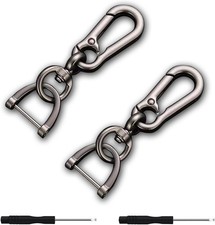 2PCS Car Key Chains for Men  Women Bright Black Durable Keyring Set