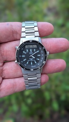 Vintage Men's Seiko Baby Arnie H556-5029 Alarm Chrono Mens Quartz Watch