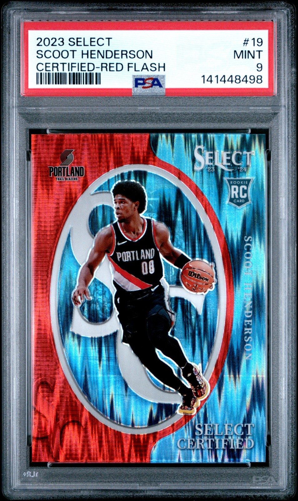 2023-24 Panini Select Select Certified Scoot Henderson #19 Red Flash Prizm /99 