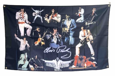 ELVIS PRESLEY MONTAGE FLAG 5x3 FOOT FREE 48 HOUR UK POSTAGE