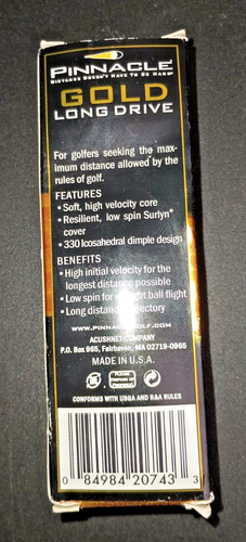 Pinnacle Gold Long Drive - 3 Ball Sleeve - Picture 2 of 2