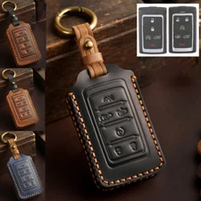 Leather Remote Key Case Fob Cover For Jeep Grand Cherokee L Wagoneer 2021-2024