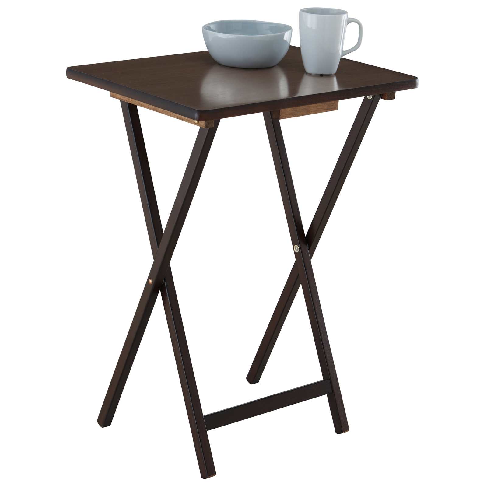 5-Piece Folding TV Tray Table Set Folding Side Dinner Table with Stand Walnut 