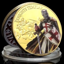 Les Templiers Chevaliers - Pièce Médaille Commémorative plaquée Or (Réf 5B)