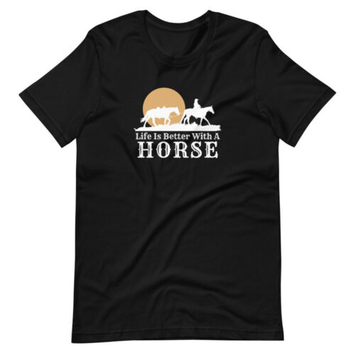 Life Is Better With A Horse Farm Life Horse Lover Barrel Racing Unisex T-shirt - Picture 2 of 3