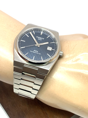 Reloj para hombre Tissot PRX automático suizo esfera azul acero plateado 40 mm T1374071104100 - Imagen 4 de 13