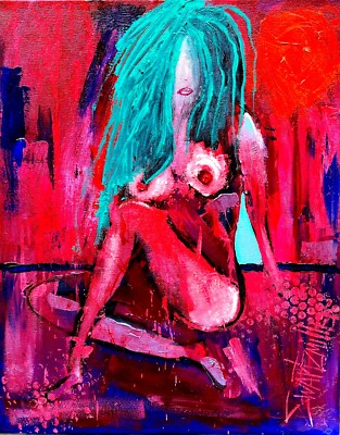 ABSTRACT PORTRAIT CANVAS 16 X 20 PAINTING original SWARTZMILLER DNA SIGNED ART