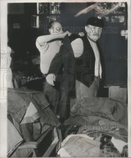 1953 Press Photo Resident gets jacket at clothing distribution depot in W Berlin