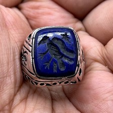 Unique Silver Wonderful Ring Ancient Lapis Emperor Roman Intaglio Stone