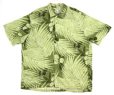 Vintage Jams World Hawaiian Shirt Mens XL Rayon Floral Palm Delight Green