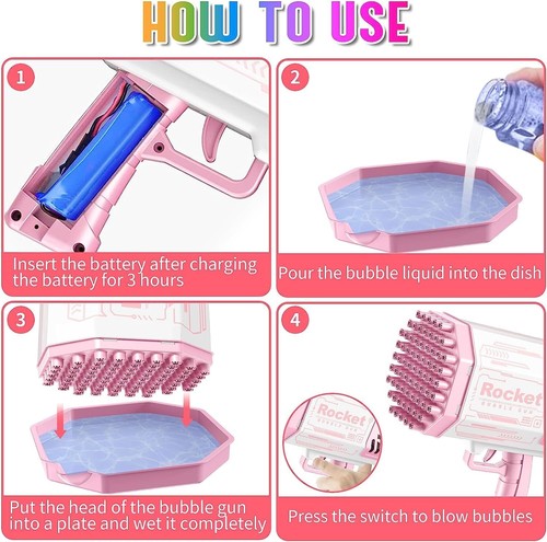 69 Holes Bubble Machine Gun Bubble Bazooka Machine Toy for Girls Boys Adult - Picture 2 of 9