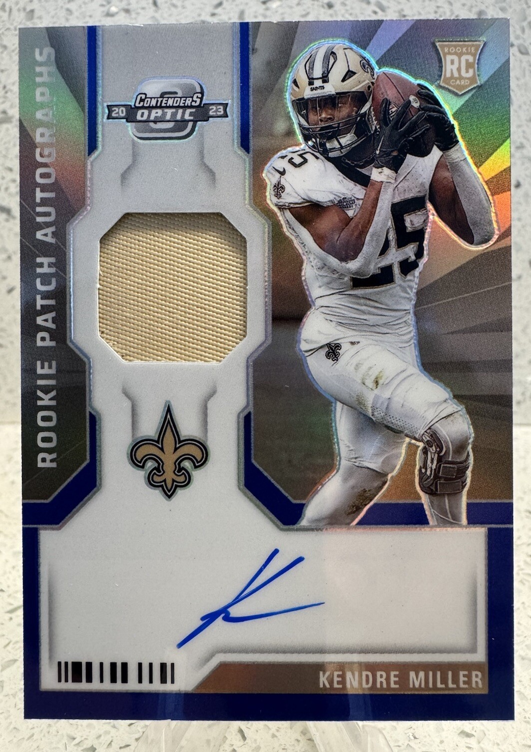 2023 Panini Contenders Optic Rookie Patch Autographs Blue RC Kendre Miller /50